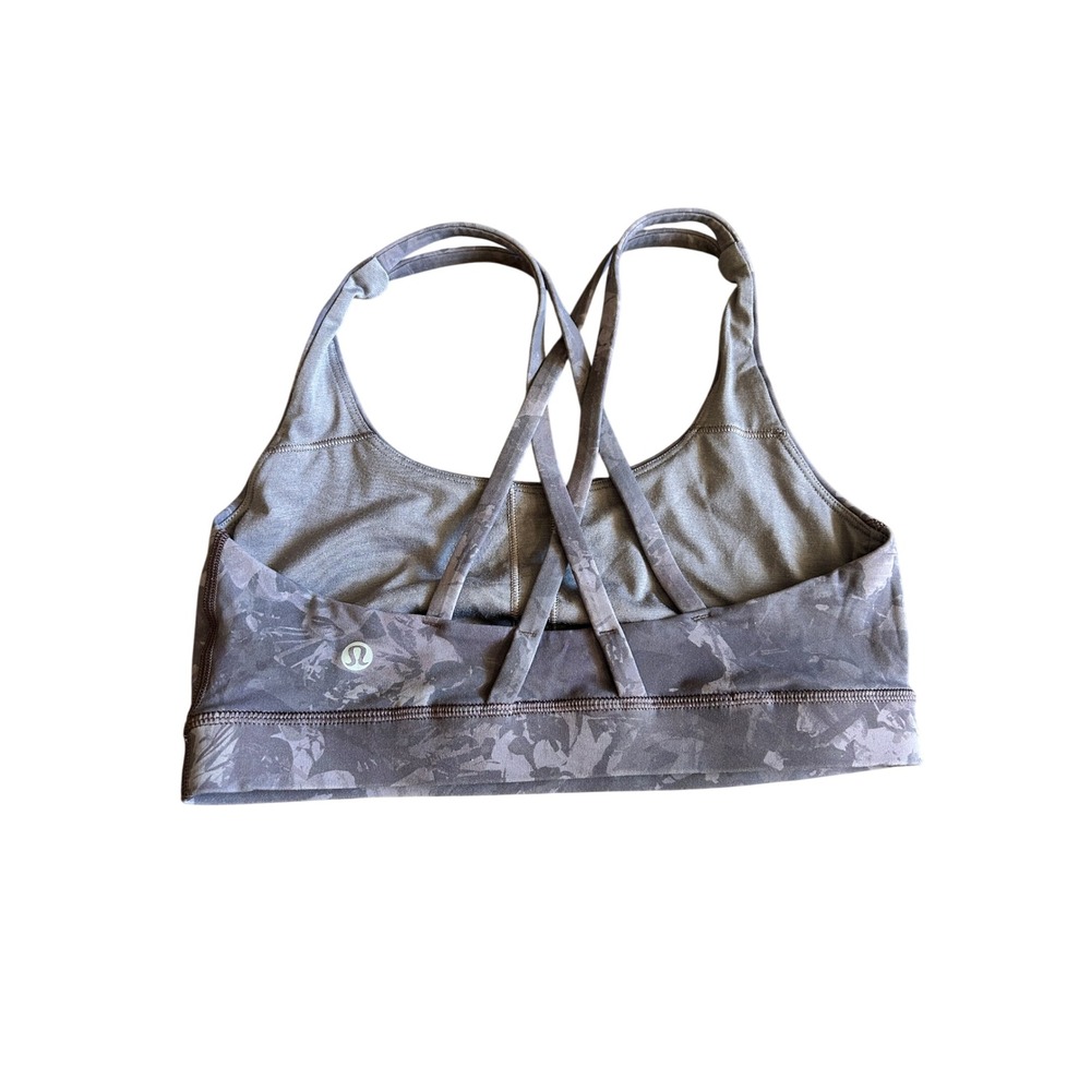 RARE Lululemon Energy Bra Floral Purple/Grey Sports Bra Size 6